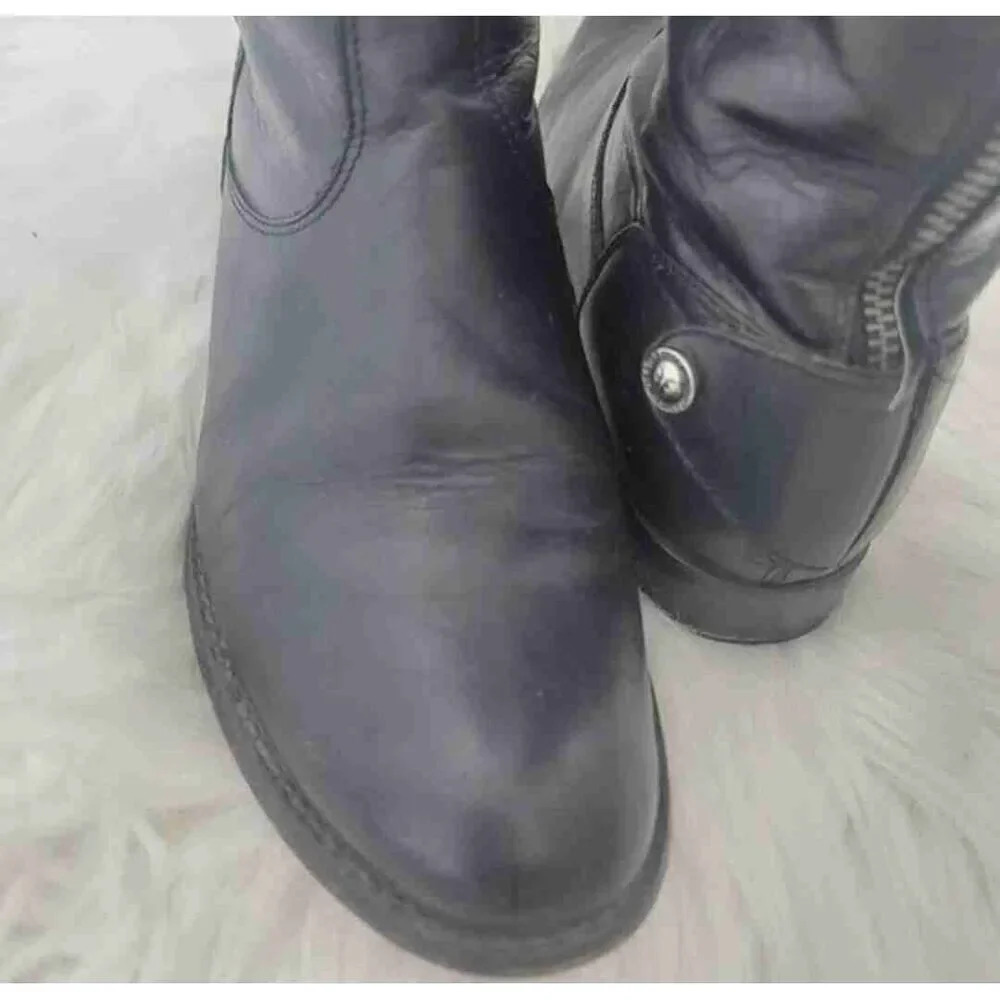 FRYE Women's Melissa Stud Back Zipper Black Riding Boots sz 7B - Picture 5 of 12